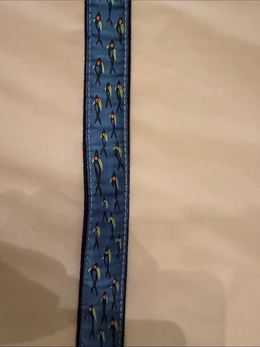 Boy’s size 26 Blue Fish Pattern Leather Boys Belt by the Belted Cow